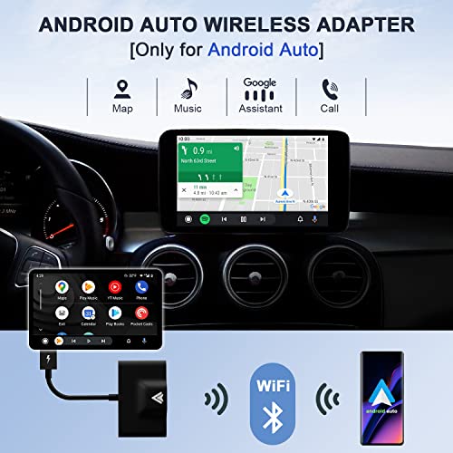 Teeran Android Auto Wireless Adapter for OEM Factory Wired Android Auto Cars Plug & Play Easy Setup Wireless Android Auto Dongle for Android Phones Converts Wired Android Auto to Wireless (Black) - Image 2