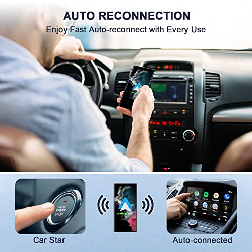 Teeran Android Auto Wireless Adapter for OEM Factory Wired Android Auto Cars Plug & Play Easy Setup Wireless Android Auto Dongle for Android Phones Converts Wired Android Auto to Wireless (Black) - Image 5