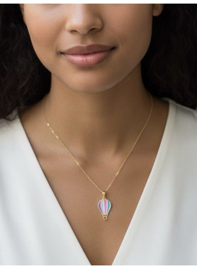 روبي آرت الذهب قلادة من الذهب الخالص عيار 18 قيراطًا مرصعة بالياقوت للبنات - 0.79 جرام - Image 2