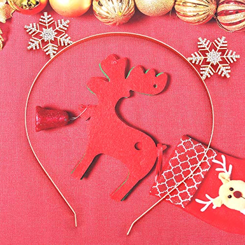 ELEARD Christmas Headbands for Girls Womens Sparky Crystal Reindeer Horn Snow Headbands Santa Holiday Hair Band Headpiece Set of 2 Pieces (Gold) - Image 5