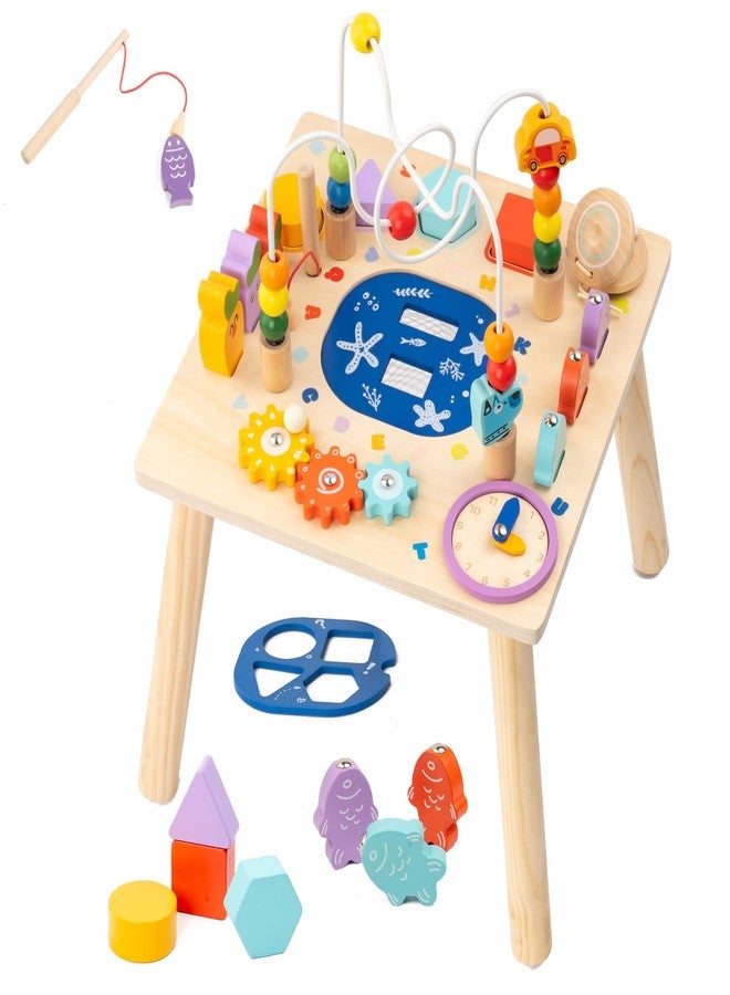 Busy edition Activity Table for 1 Year Old, 9 in 1 Wooden Montessori Toys, Baby Activity Table with Bead Maze Toys for Toddlers, Learning Sensory Development Play Table, 1 Year Old Boy Gifts - Image 1