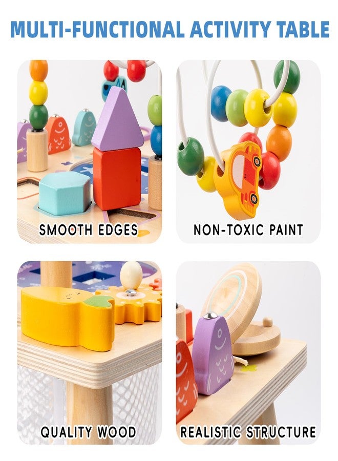 Busy edition Activity Table for 1 Year Old, 9 in 1 Wooden Montessori Toys, Baby Activity Table with Bead Maze Toys for Toddlers, Learning Sensory Development Play Table, 1 Year Old Boy Gifts - Image 4