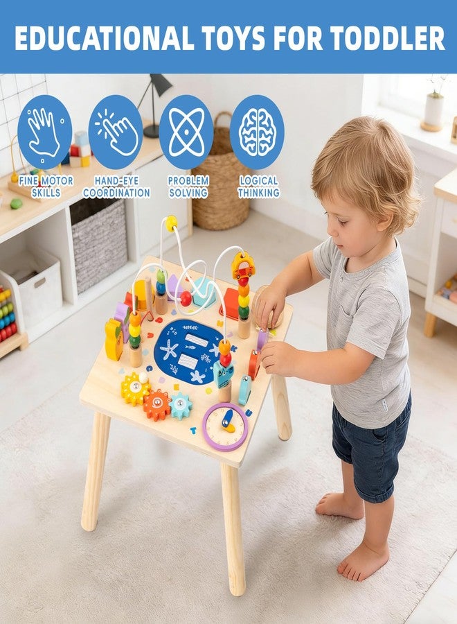 Busy edition Activity Table for 1 Year Old, 9 in 1 Wooden Montessori Toys, Baby Activity Table with Bead Maze Toys for Toddlers, Learning Sensory Development Play Table, 1 Year Old Boy Gifts - Image 3