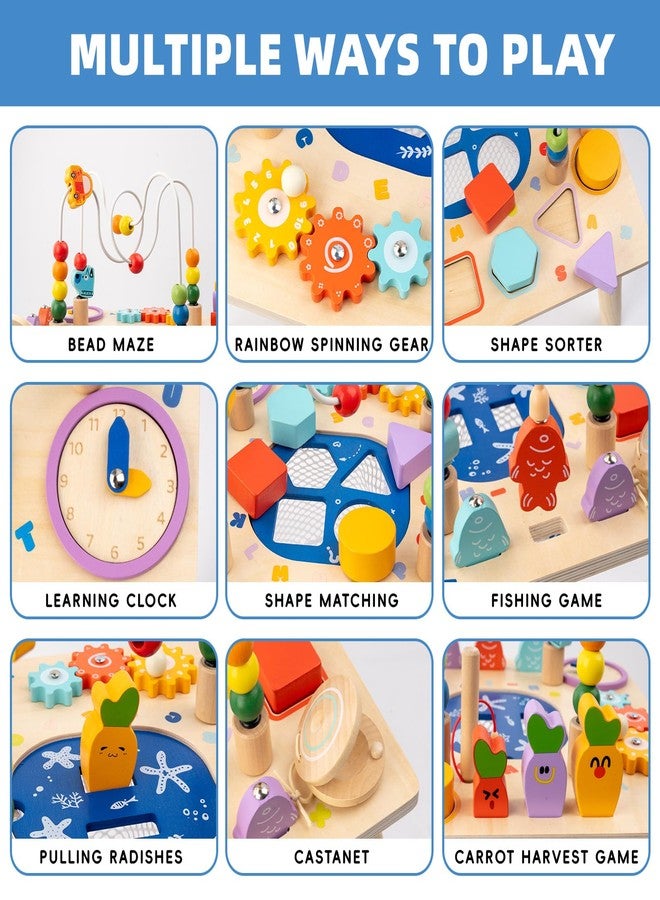 Busy edition Activity Table for 1 Year Old, 9 in 1 Wooden Montessori Toys, Baby Activity Table with Bead Maze Toys for Toddlers, Learning Sensory Development Play Table, 1 Year Old Boy Gifts - Image 2