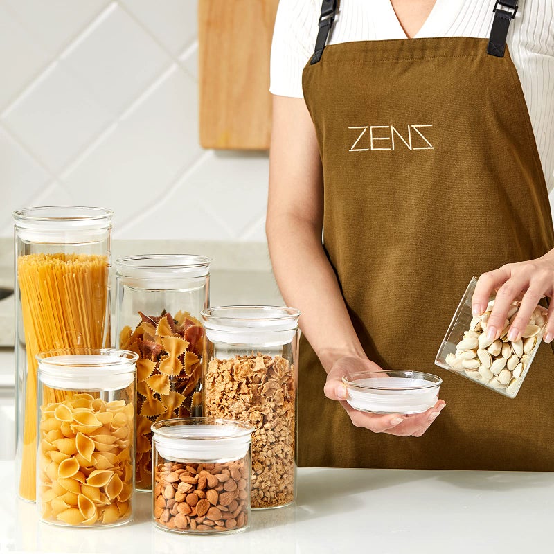 ZENS 10oz Glass Jars with Airtight Lid, 4 Pack Glass Kitchen Canisters Set with Airtight Lids for Spice, Loose Tea, Small Clear Glass Storage Jas Airtight Containers with Lables for Herbs, Sugar. - Image 5