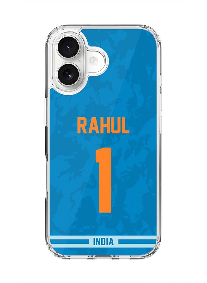 Stylizedd Classic Clear MagSafe Case for iPhone 17 , Hybrid Soft Case Flexible Edges Anti Drop TPU PC Gel Thin Transparent Cover [ Designed for iPhone 17 ] - Team India KL Rahul, Jersey No 1
