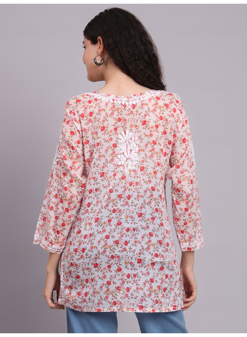 Alaya Hand Embroidered Chikankari Cotton Kurti-AL4073 - Image 3