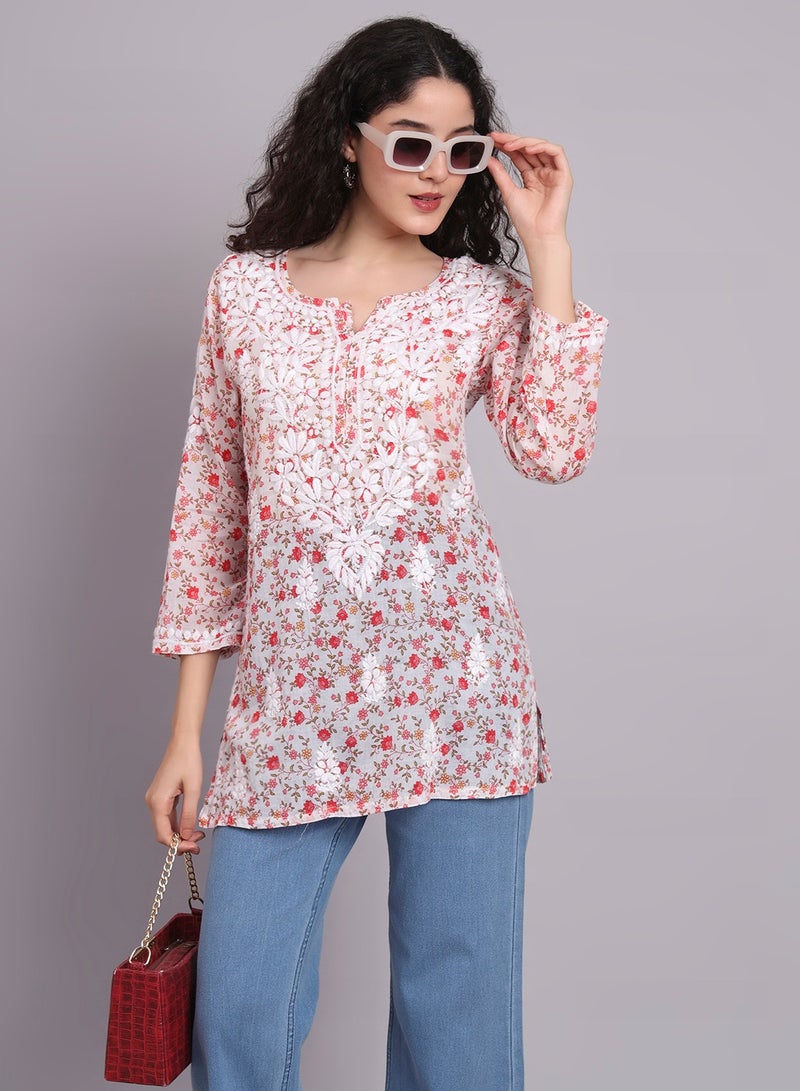 Alaya Hand Embroidered Chikankari Cotton Kurti-AL4073 - Image 2