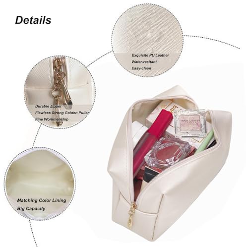 Sohynca 2pcs set PU Leather Cosmetic Bag for Women Minimalism Makeup Bag for Daily Use Portable Storage Purse Small Neat Cosmetic Pouch Water-resistant Toiletry Bag for Travel (Silver) - Image 5