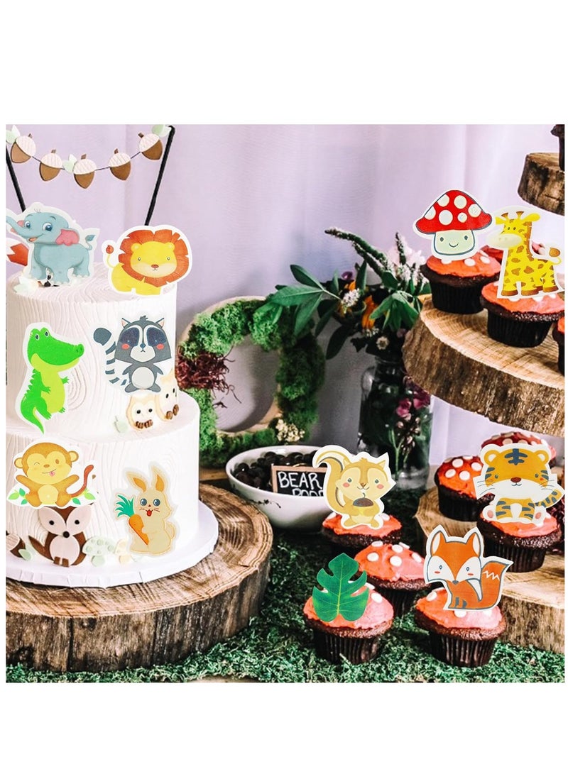 Excefore 60pcs Jungle Safari Animal Theme Cupcake Toppers Dessert Muffin Cake Picks Cake Decoration for Jungle Safari Themed Party Baby Shower or Birthday Party Decoration - Image 2