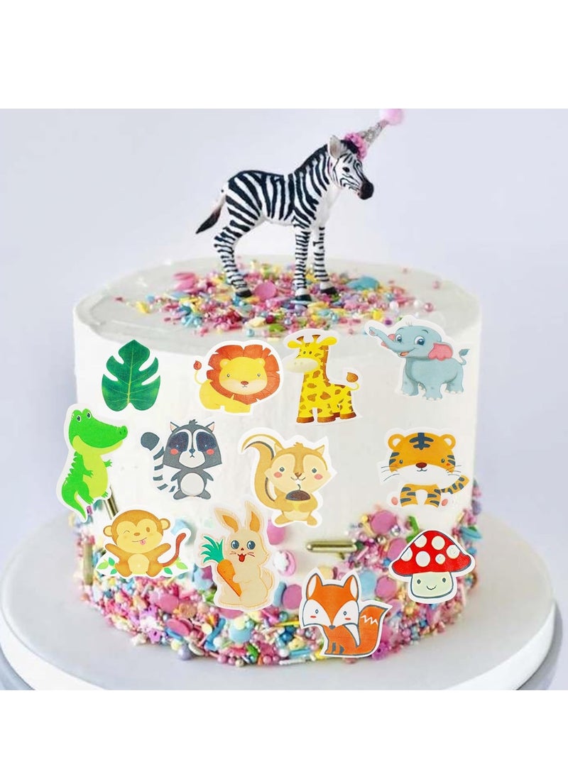 Excefore 60pcs Jungle Safari Animal Theme Cupcake Toppers Dessert Muffin Cake Picks Cake Decoration for Jungle Safari Themed Party Baby Shower or Birthday Party Decoration - Image 3