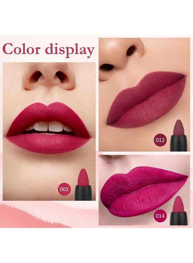DNM Flowing Golden Kissmatte Soft Lip Stick, 3Pcs Plum Purple Wine Red Matte Lip Sticks Crayon Lip Liner Lipstick Pencil Set for Women Long Lasting 24 Hour Waterproof Lip Liner and Lipstick Set mate 24 horas originales 02&12&14 - Image 2