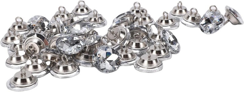 Naroote 100PCS Clear Rhinestone Buttons, Round Sewing Buttons, Circular with Metal Loop Base, Ideal for Crafts Clothing Furniture Decoration - Image 5
