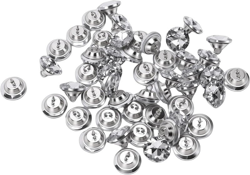 Naroote 100PCS Clear Rhinestone Buttons, Round Sewing Buttons, Circular with Metal Loop Base, Ideal for Crafts Clothing Furniture Decoration - Image 3