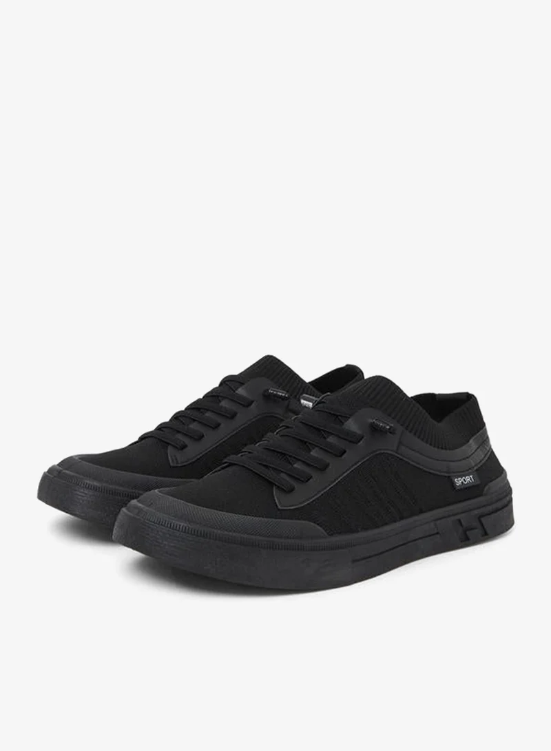 Styli Men Lace-Up Knit Panel Design Sneakers
