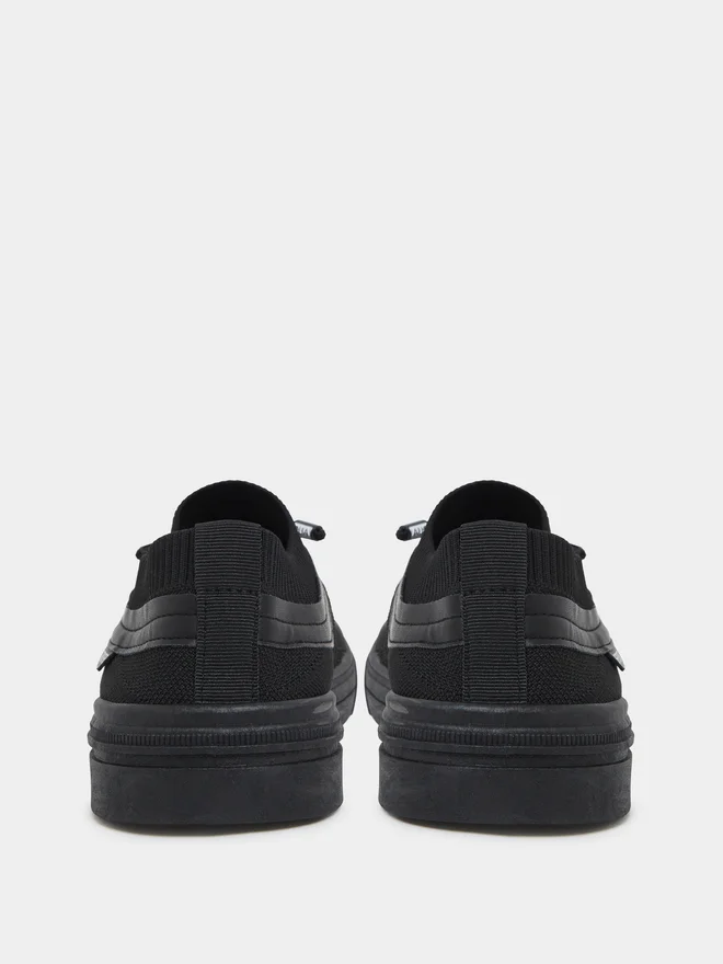 Styli black Styli Men Lace-Up Knit Panel Design Sneakers for Men | Best Price UAE