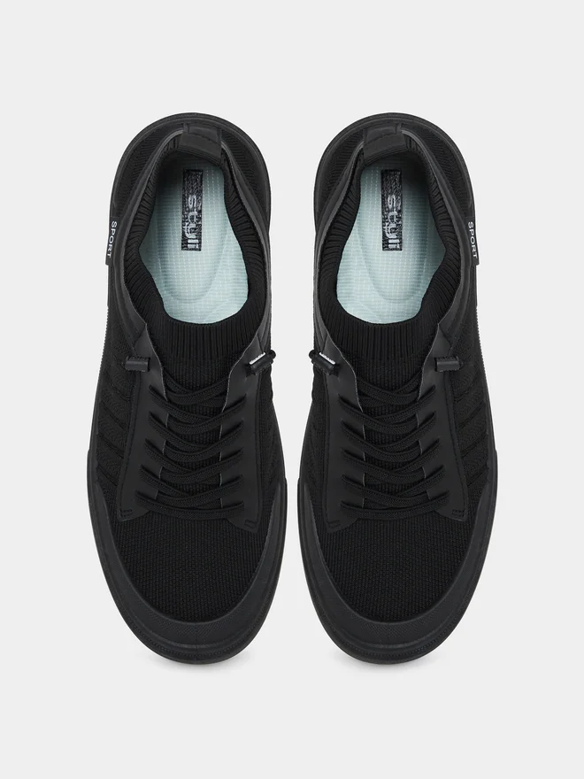 Styli black Styli Men Lace-Up Knit Panel Design Sneakers for Men | Best Price UAE