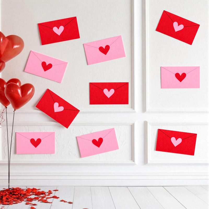 Tinlade 10 Pcs Large Valentine's Day Envelopes Decor 12 Inch Red Pink Love Heart Blank Felt Envelopes Wall Window Decor Letter Backdrop for Galentine's Day Classroom Office Valentines DIY Decorations - Image 1