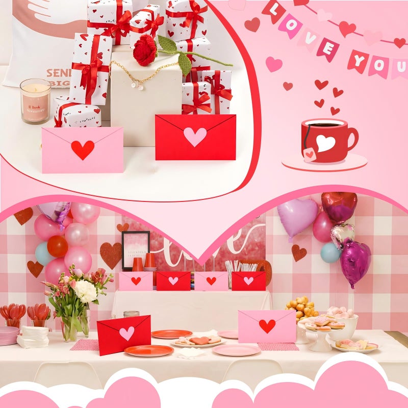 Tinlade 10 Pcs Large Valentine's Day Envelopes Decor 12 Inch Red Pink Love Heart Blank Felt Envelopes Wall Window Decor Letter Backdrop for Galentine's Day Classroom Office Valentines DIY Decorations - Image 4