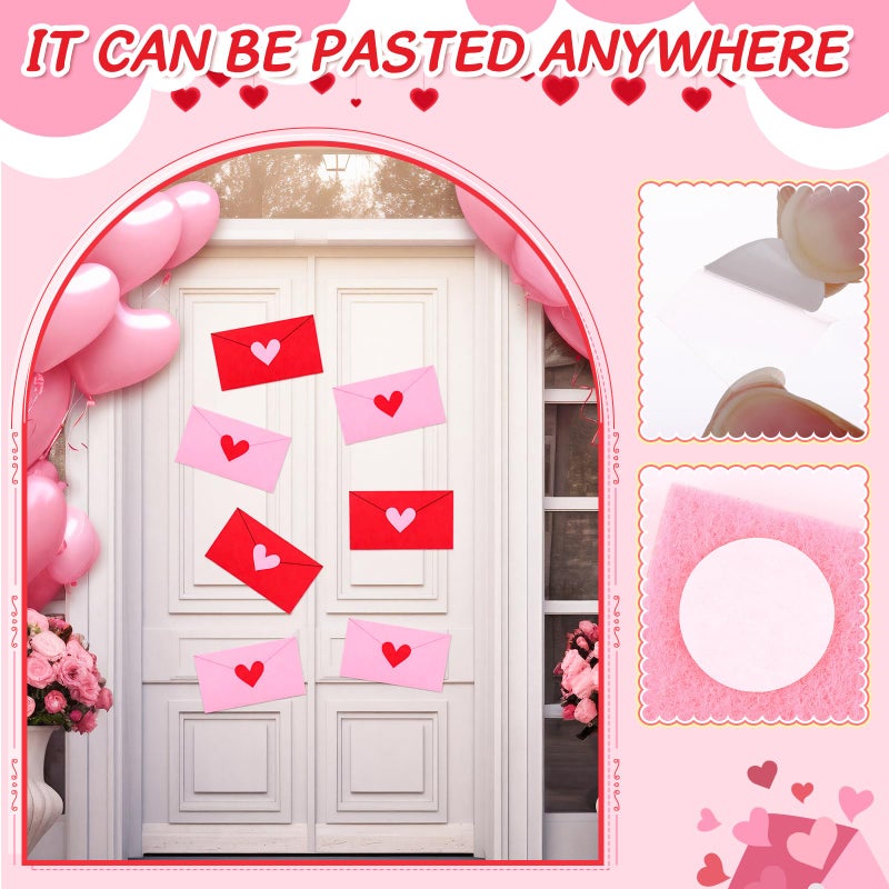 Tinlade 10 Pcs Large Valentine's Day Envelopes Decor 12 Inch Red Pink Love Heart Blank Felt Envelopes Wall Window Decor Letter Backdrop for Galentine's Day Classroom Office Valentines DIY Decorations - Image 3