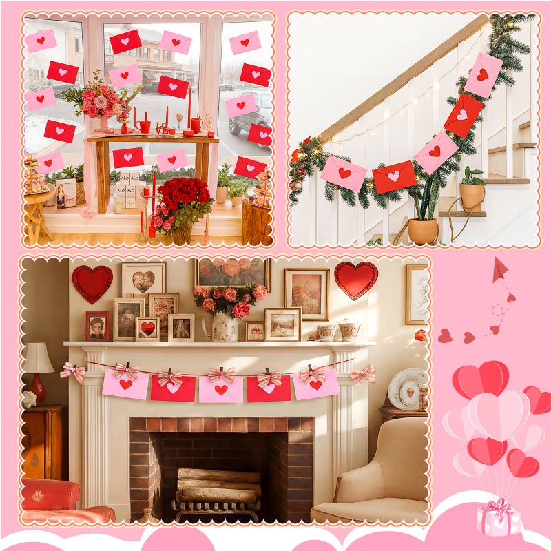 Tinlade 10 Pcs Large Valentine's Day Envelopes Decor 12 Inch Red Pink Love Heart Blank Felt Envelopes Wall Window Decor Letter Backdrop for Galentine's Day Classroom Office Valentines DIY Decorations - Image 5