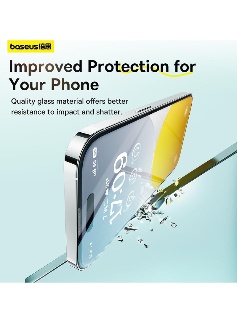 واقي شاشة شفاف ممتاز متوافق مع هاتف iPhone 15 Pro MAX، زجاج مقسى 9H مع مجموعة سهلة التركيب، خالٍ من الفقاعات، مضاد للتجسس، مقاوم للخدش، زجاج مضاد لبصمات الأصابع (سلسلة الياقوت) - Image 3