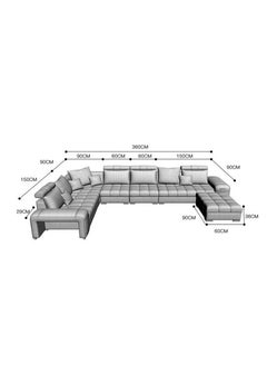 Comfynest U Shaped Corner Sofa Wood Frame High Density Cushions  - Image 3