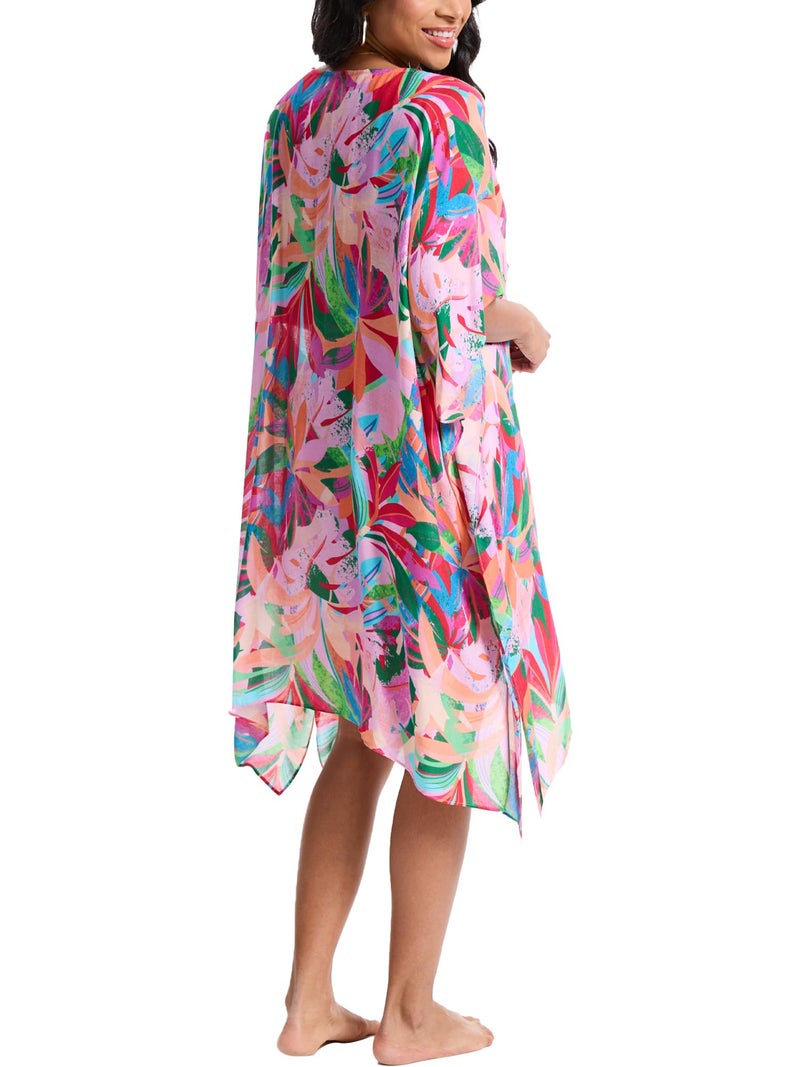 Moss Rose Women's Beach Kaftan Dresses Kimono Swimsuit Cover up for Bathing Suit with Floral Pattern B Pink - Image 3