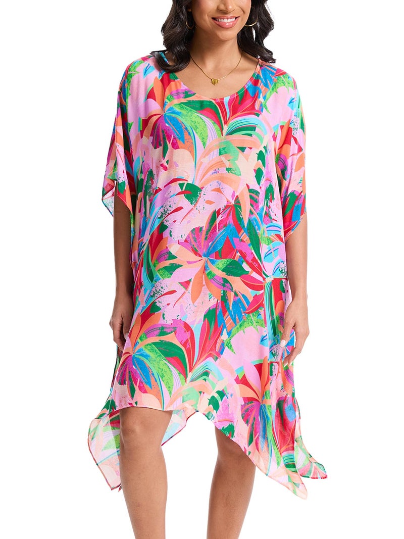 Moss Rose Women's Beach Kaftan Dresses Kimono Swimsuit Cover up for Bathing Suit with Floral Pattern B Pink - Image 4