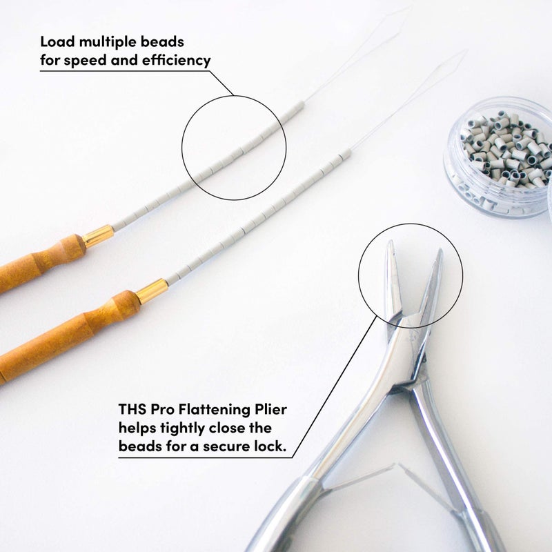 The Hair Shop Loop Needles - Wooden Grip Metal Wire Threading Tool for Quick and Easy Installation of I-Tip Remy Human Hair Extensions - Beader for Microlinks, Microbeads, Tubes (3 Pack) - Image 3