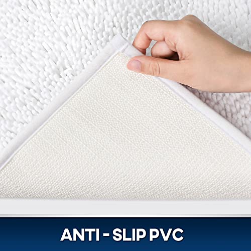 TREETONE Chenille Bath Mat 3 Piece Bathroom Rugs Set, 20x20 Inchs U-Shape Contoured Toilet Mat & 20x32 Inchs Rug & Lid Cover, Soft, Water Absorbent Plush Rugs for Tub Shower & Bath Room -White - Image 5