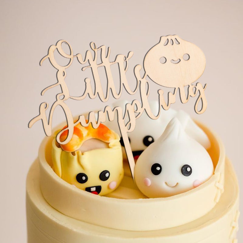 MUWEOL Little Dumpling Wood Cake Topper - Baby Shower Party Decor  Dumpling Themed Party Supplies - Image 4