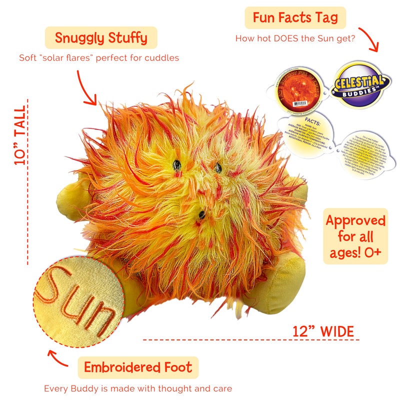 Celestial Buddies Sun Buddy  12 Soft Stuffed Plush Embroidered Features Fun Planet Facts Tag for Kids  STEM Learning Educational Gift Classroom  Homeschool Science Space Astronomy  0 - Image 3