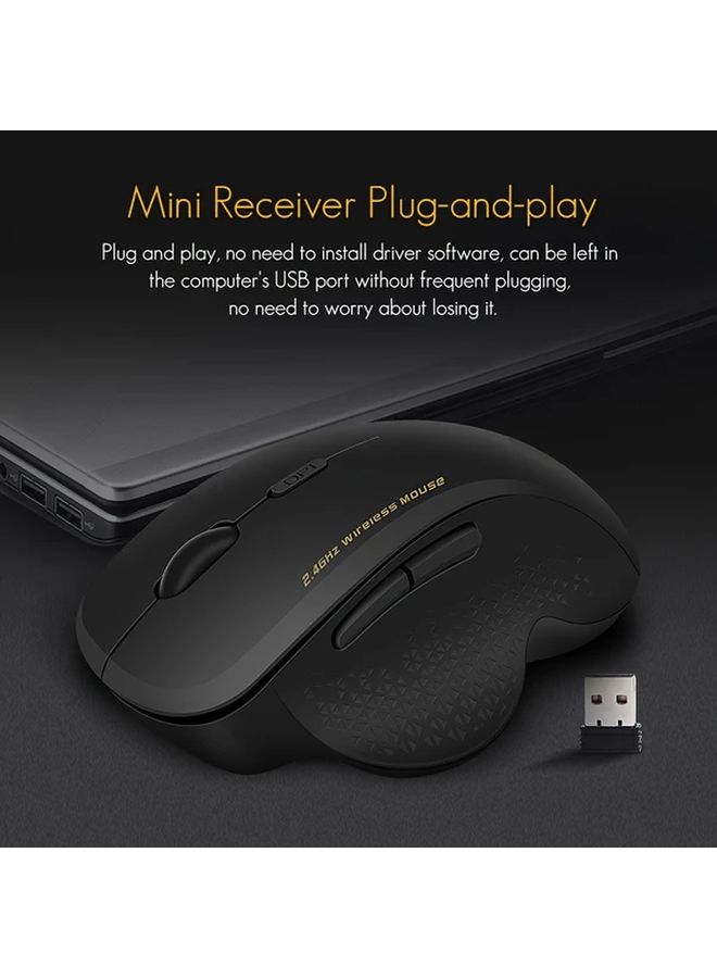 فأرة لاسلكية مريحة باللون الأسود مع تصميم انسيابي، مستشعر بصري، قبضة مريحة للاستخدام في المنزل أو المكتب أو الألعاب أو الترفيه، تعمل بالبطارية، متوافقة مع ويندوز 10. - Image 1