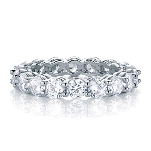 Gemsme 18K White Gold Plated Tennis Necklace/Bracelet/Earrings/Band Ring Sets Hypoallergenic Jewelry Pack of 4 (10) - Image 3