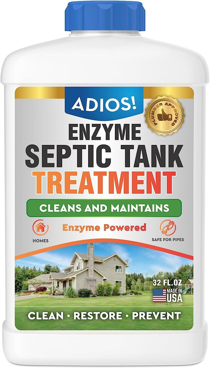 ADIOS! Adios Enzyme Septic Tank Treatment Natural Drain Safe Cleaner for Septics Pipes and Drain Fields Quart 32 oz - Image 2