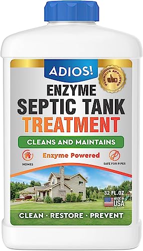 ADIOS! Adios Enzyme Septic Tank Treatment Natural Drain Safe Cleaner for Septics Pipes and Drain Fields Quart 32 oz - Image 1