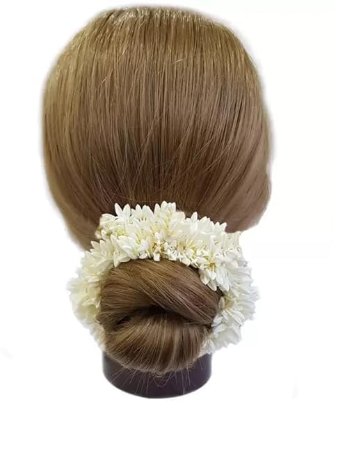 DICHOT DICHOT Artificial Jasmine Mogra Flower Hair Gajra Juda Decoration Phool for Women Juda Bun Realistic Hair Accessory for Girls pack of 2  - Image 2