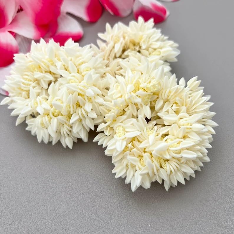 DICHOT DICHOT Artificial Jasmine Mogra Flower Hair Gajra Juda Decoration Phool for Women Juda Bun Realistic Hair Accessory for Girls pack of 2  - Image 5