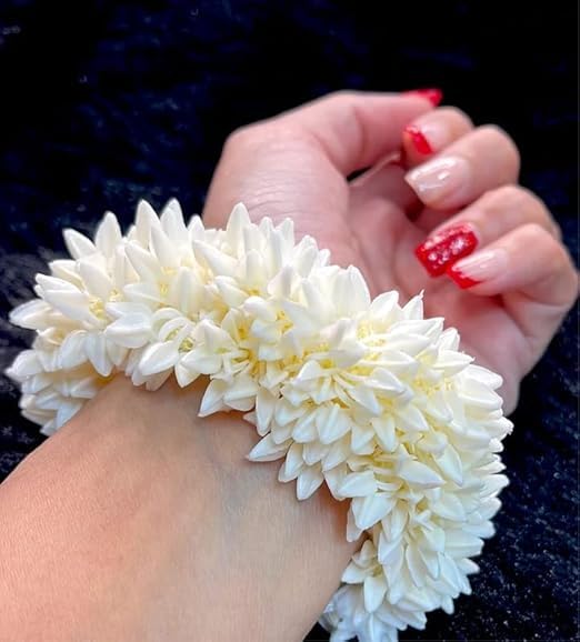 DICHOT DICHOT Artificial Jasmine Mogra Flower Hair Gajra Juda Decoration Phool for Women Juda Bun Realistic Hair Accessory for Girls pack of 2  - Image 4