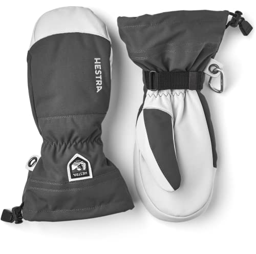 Hestra Unisex Army Leather Heli Ski Mitt, Snow Mitten Glove for Skiing & Snowboarding for Men & Women - Grey - 10 - Image 1