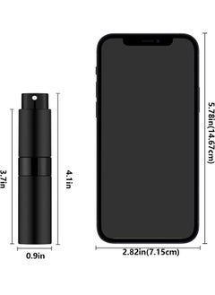 Generic 4-Piece 8ml Perfume Atomizer Refillable, Portable Empty Mini Spray Bottle for Perfume, Cologne, Liquid Sprayer, Rotating Design Use Aluminum Shell And Glass Liner, Includes Dispensing Tool, Black  - Image 3