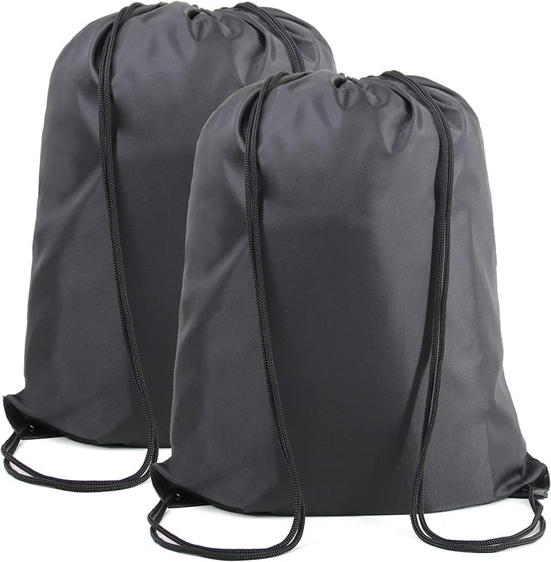 BeeGreen Black Drawstring Backpack Bags Bulk 2 Pack X-Large 22.4" L x 17.5" W Sports Cinch Sack Gym String Bags Machine Washable Heavy Duty String Backpack for Men Women - Image 1