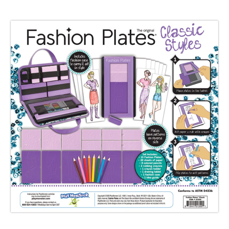 PlayMonster Fashion Plates Classic – Girls Fashion, Mix-and-Match Drawing Kit, Arts and Crafts, Coloring, Art Supplies, Craft Supplies, Stencils, Crayons Included, Create Your Own Fashion Designs, Ages 6+ - Image 3