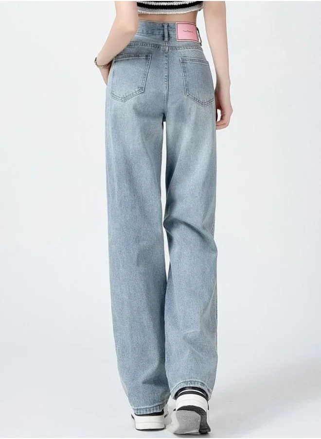 يونيكي Blue Straight Fit High-Rise Light Fade Jeans