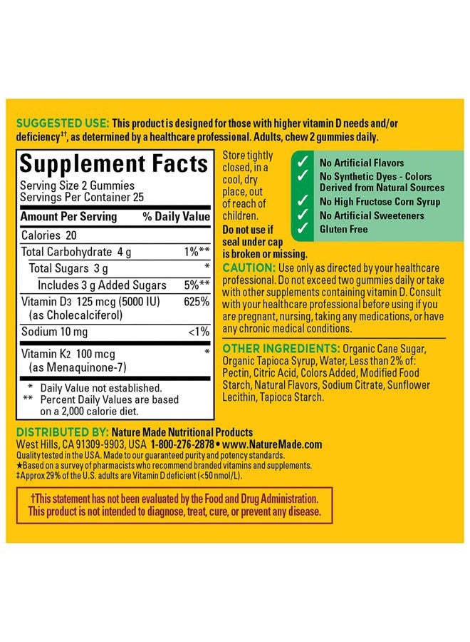 Lifeable Vitamin D3 K2 Gummies, Vitamin D3 5000 IU per serving, Bone, Teeth, Muscle, Immune Health Support, 50 Vitamin D + K2 Gummy Vitamins, 25 Day Supply  - Image 5
