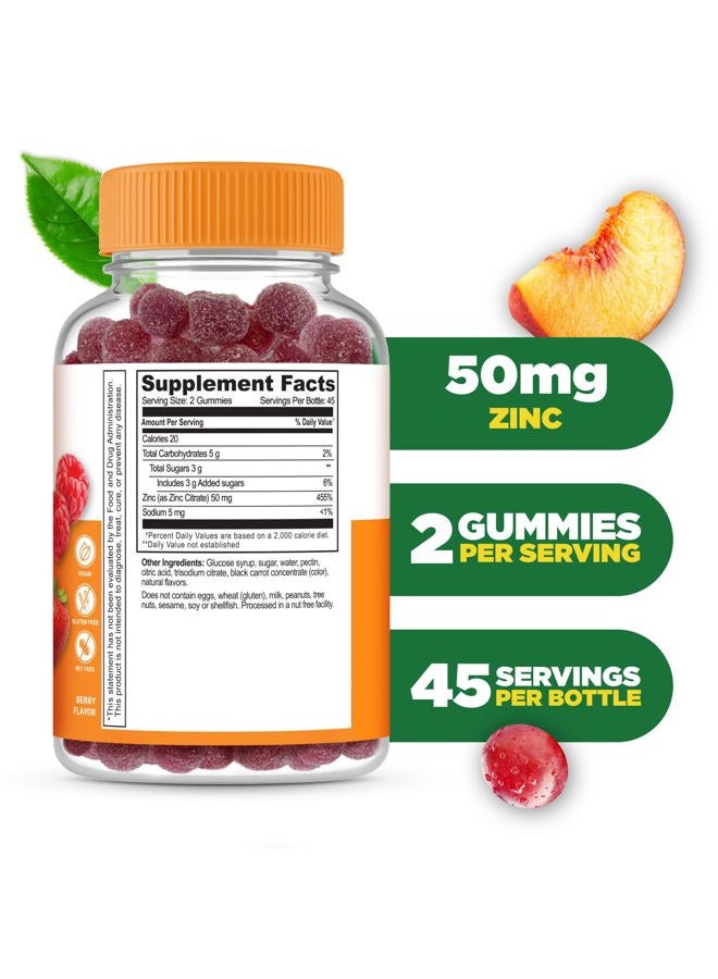 Lifeable Zinc Gummies | 50mg | Great Tasting Natural Flavor Zinc Vitamins | Gluten Free, Vegetarian, GMO-Free Zinc Chewable | for Immune Support | 90 Gummies - Image 2