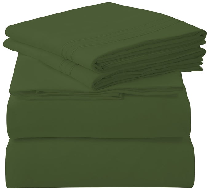 4 PIECE FULL SHEETS SET SOFT BRUSHED 1800 MICROFIBER BEDDING 1 FITTED 1 FLAT SHEET 2 PILLOW CASES WRINKLE FREE FADE RESISTANT HOTEL LUXURY BED SHEETS HUNTER GREEN FULL