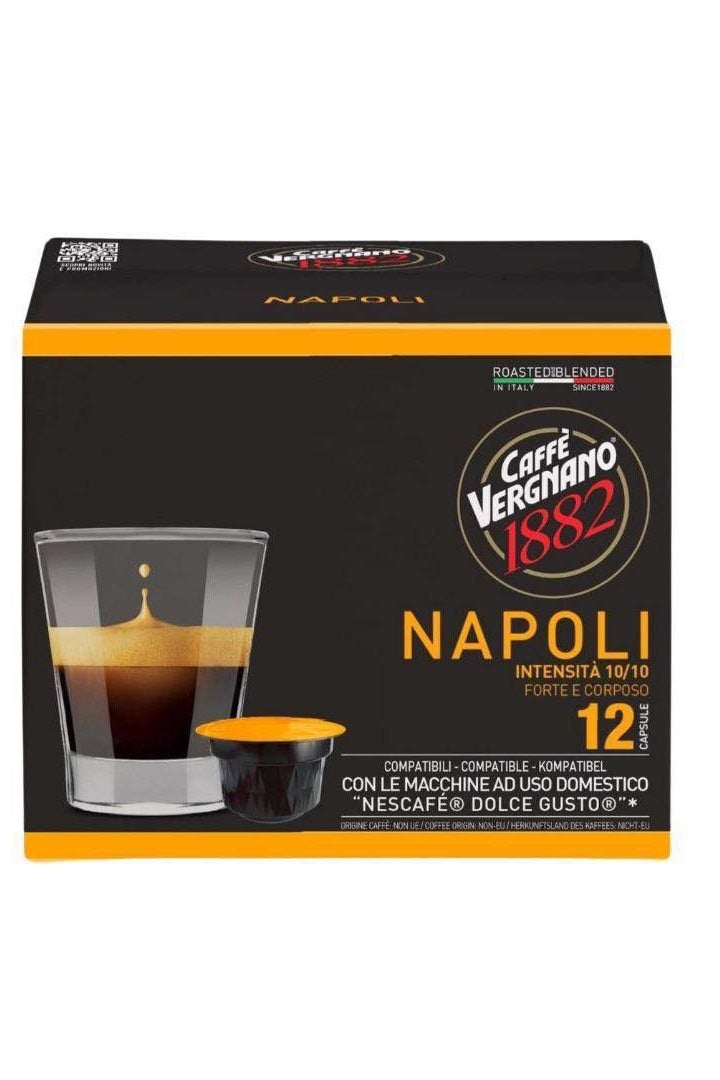 CAFFE' VERGNANO 1882 Caffè Vergnano 1882 Napoli Espresso Coffee Capsules, Compatible with Dolce Gusto Machine, Pack of 12 Capsules. - Image 1