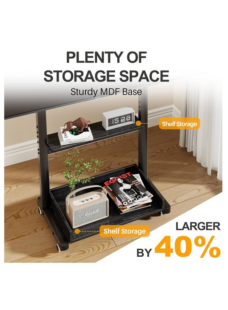 RADIOTRONICS Heavy-Duty Rolling TV Stand for 32–85 Inch TVs – Mobile Easel Cart with Wheels and Wooden Shelf – Supports Up to 60kg – Portable TV Floor Mount - Image 2